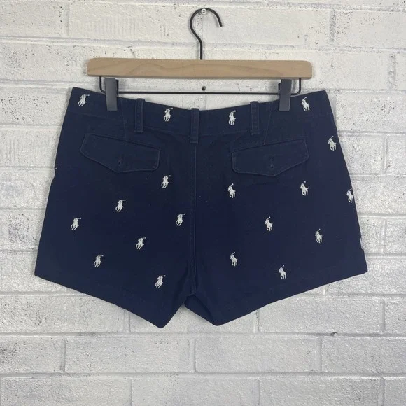 Ralph Lauren Sport Shorts Womens Size 6 Navy Blue Embroidered Pony Chino Summer - Picture 4 of 12